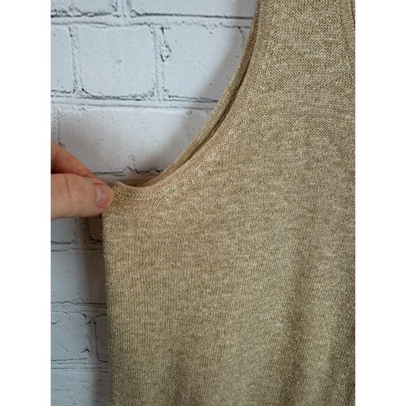 LILLY PULITZER natural beige golden cotton linen sleeveless knit tank top size M - Picture 4 of 8